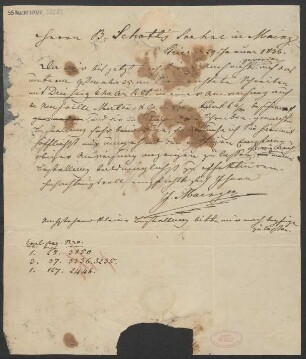 Brief an B. Schott's Söhne : 29.01.1836