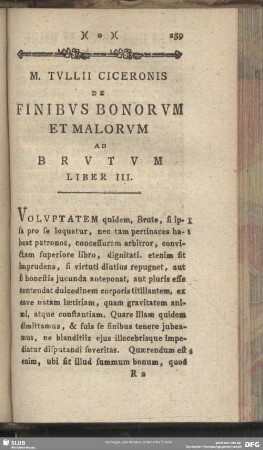 De Finibus Bonorum Ad Brutum Liber III