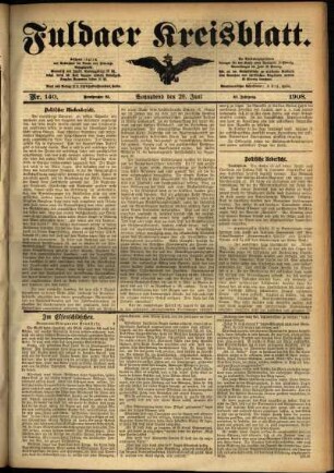Ausgabe vom Samstag, den 20. Juni 1908.