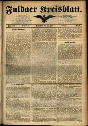 Ausgabe vom Samstag, den 20. Juni 1908.