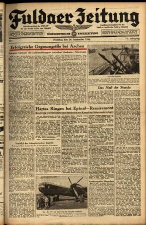 Ausgabe vom Dienstag, den 26. September 1944.