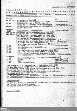 Einladung zum 2. Ökumenischen Luftseminar vom 22.9. bis 24.9.1989