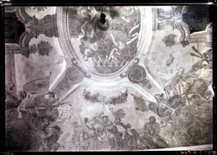 Schloß, Altes Corp des Logis; Deckenbild vor der Restaurierung