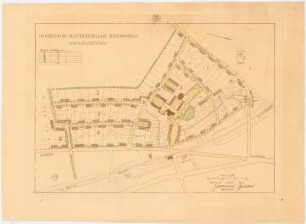 Kriegerheim Mustersiedlung Bissingheim, Hohenlychen: Lageplan mit Block- und Parzelleneinteilung 1:2000 (Lichtpause von Inv. Nr. 20774)