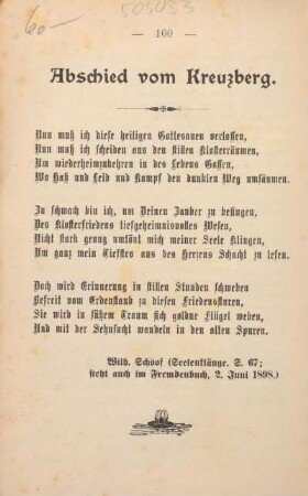 Abschied vom Kreuzberg. [Gedicht]