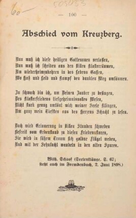 Abschied vom Kreuzberg. [Gedicht]