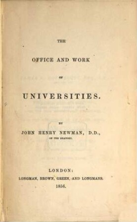 The Office and Work of Universities
