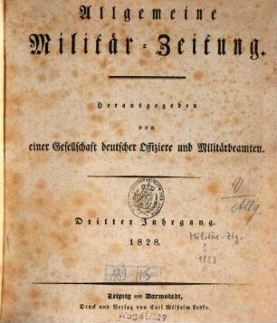 Allgemeine Militär-Zeitung. 3, 3. 1828