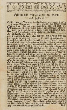 Episteln und Evangelia auf alle Sonn-und Festtage