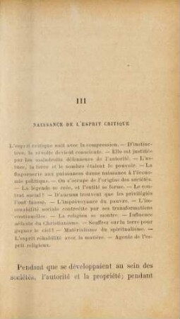 III Naissance De L'Esprit Critique