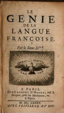 Le Génie De La Langue Françoise, [1]