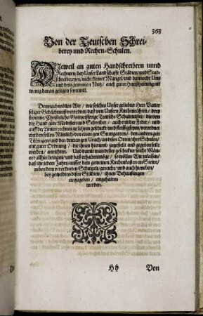 Von der Teutschen Schreiberey und Rechen-Schulen.