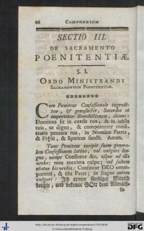 Sectio III. De Sacramento Poenitentiae.
