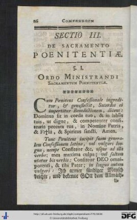 Sectio III. De Sacramento Poenitentiae.