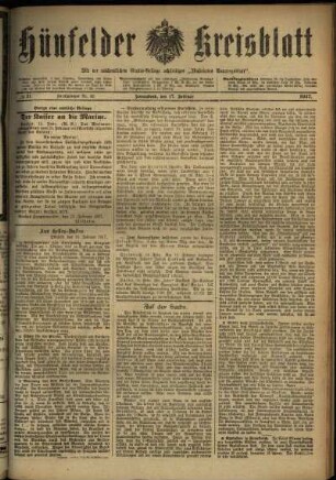 Erste Ausgabe vom Samstag, den 17. Februar 1917.