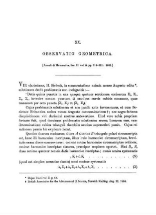 Paper XX. Observatio Geometrica.
