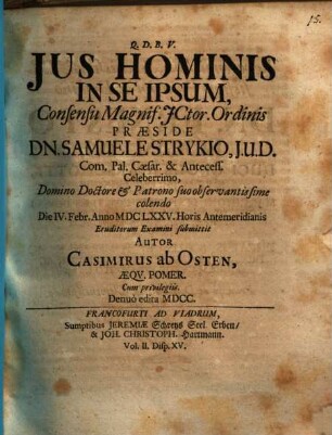 Jus Hominis In Se Ipsum