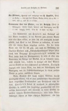141-148 [Rezension] Hupfeld, Hermann, Die Psalmen