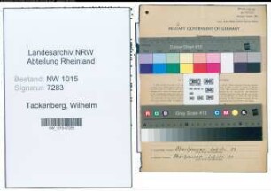 Entnazifizierung Wilhelm Tackenberg , geb. 16.11.1893 (Maler)