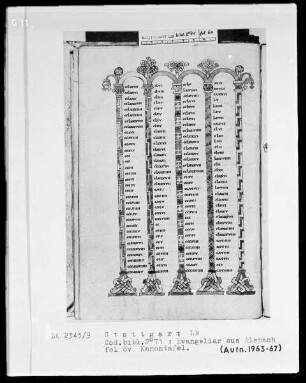 Evangeliar aus Alspach (Elsass) — ---, Folio 6versoKanontafel