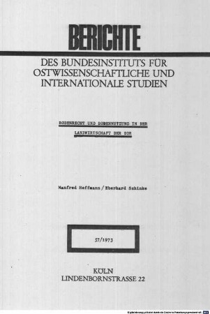 Bodenrecht und Bodennutzung in der Landwirtschaft der DDR