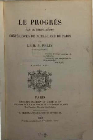 Le progrès par le christianisme : conférences de Notre-Dame de Paris, 7