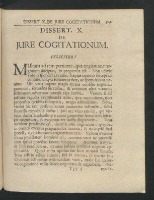 Dissert. X. De Iure Cogitationum.