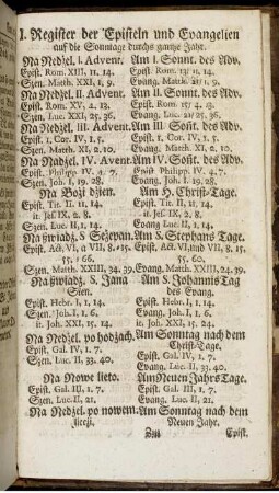 I. Register der Episteln und Evangelien ...