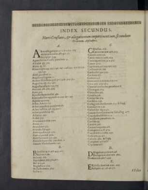 Index secundus.
