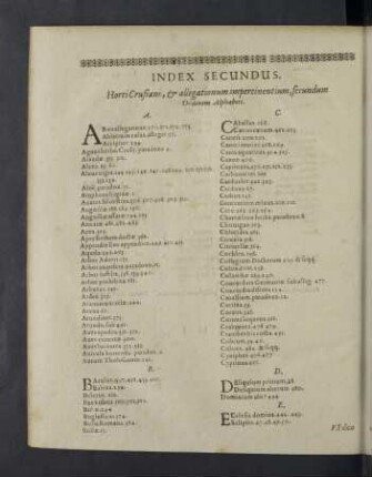 Index secundus.