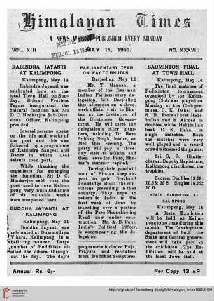 No. XXXVIII (15 May 1960)