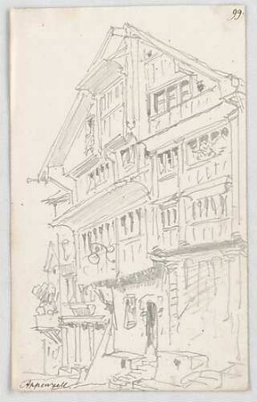 Bauernfeind, Gustav; Italien; Österreich; Schweiz; Studien- und Reiseskizzen - Haus in Appenzell, Schweiz (Ansicht)