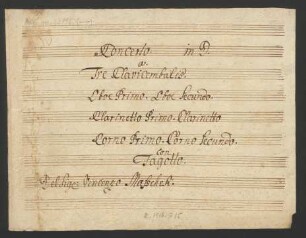 Konzerte; cemb (3), woodwinds, cor (2); D-Dur
