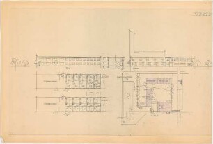 Döllgast, Hans; Marktsteft; Wettbewerb für ein Pfarrzentrum - Grundrisse; Lageplan; Nordseite; Südseite (Ansichten)