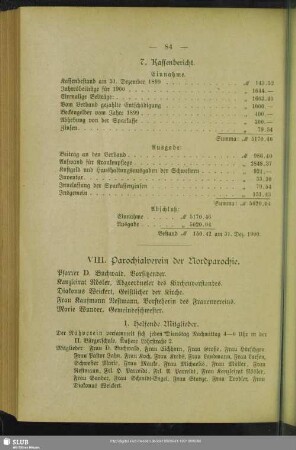 VIII. Parochialverein der Nordparochie