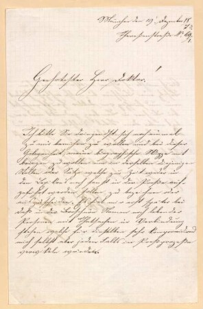 Wilhelm Bauer (1822 - 1875) Autographen: Briefe von Wilhelm Bauer an verschiedene Adressaten - BSB Autogr.Cim. Bauer, Wilhelm, 3. Wilhelm Bauer (1822 - 1875) Autographen: Brief von Wilhelm Bauer an N. N. - BSB Autogr.Cim. Bauer, Wilhelm.3