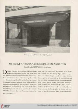 Zu Emil Fahrenkamps neuesten Arbeiten