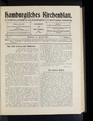 Nr. 2. Hamburg, 11, Januar 1914. 11. Jahrgang.