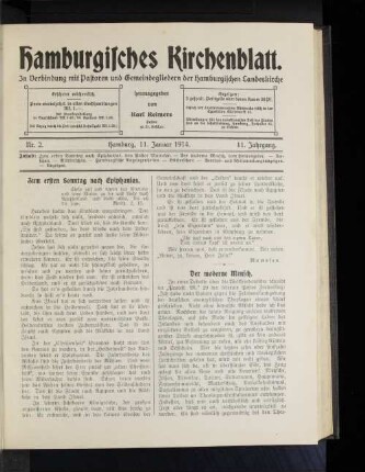 Nr. 2. Hamburg, 11, Januar 1914. 11. Jahrgang.
