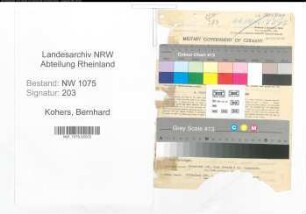 Entnazifizierung Bernhard Kohers , geb. 16.09.1902 (Lehrer)