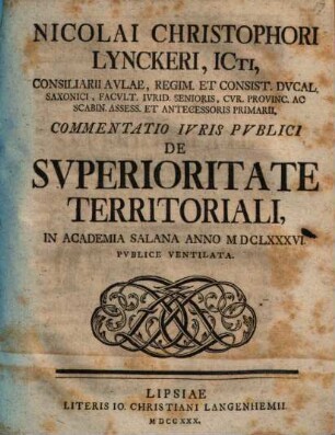 Commentatio iur. publ. de superioritate territoriali