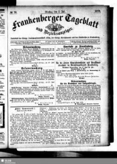 Frankenberger Tageblatt, Bezirks-Anzeiger