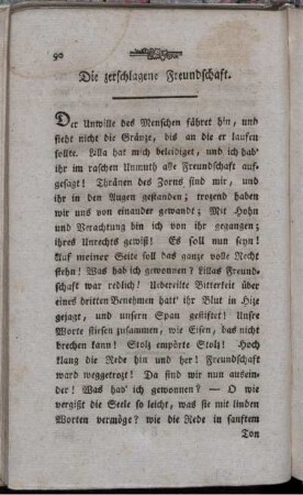Die zerschlagene Freundschaft