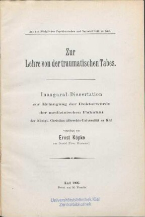 Zur Lehre von der traumatischen Tabes