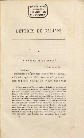 Correspondance : avec Madame d'Epinay, Madame Necker, Madame Geoffrin, etc., Diderot, Grimm, d'Alembert, de Sartine, d'Holbach, etc., 2
