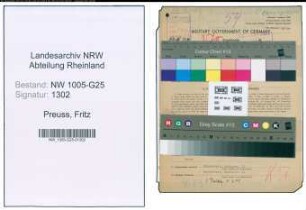 Entnazifizierung Fritz Preuss , geb. 21.12.1907 (Handelsvertreter)