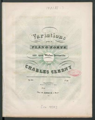 No. 3: Variations pour le Piano-Forte sur une Walse favorite