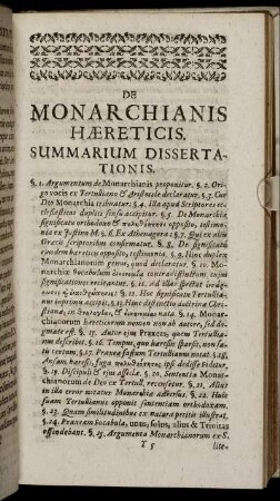 De Monarchianis Hæreticis.