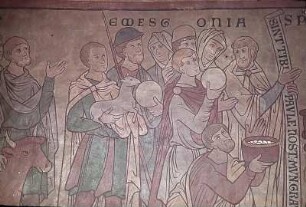 Die Vertreter der ehemaligen friesischen Gaue bringen dem heiligen Paulus Gaben für die Erbauung des Doms