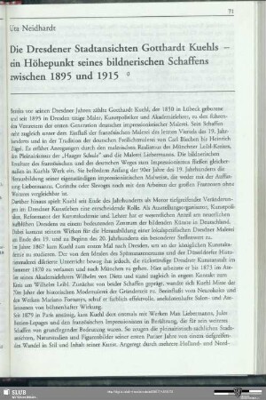 Die Dresdener Stadtansichten Gotthardt Kuehls - ein Höhepunkt seines bildnerischen Schaffens zwischen 1895 und 1915